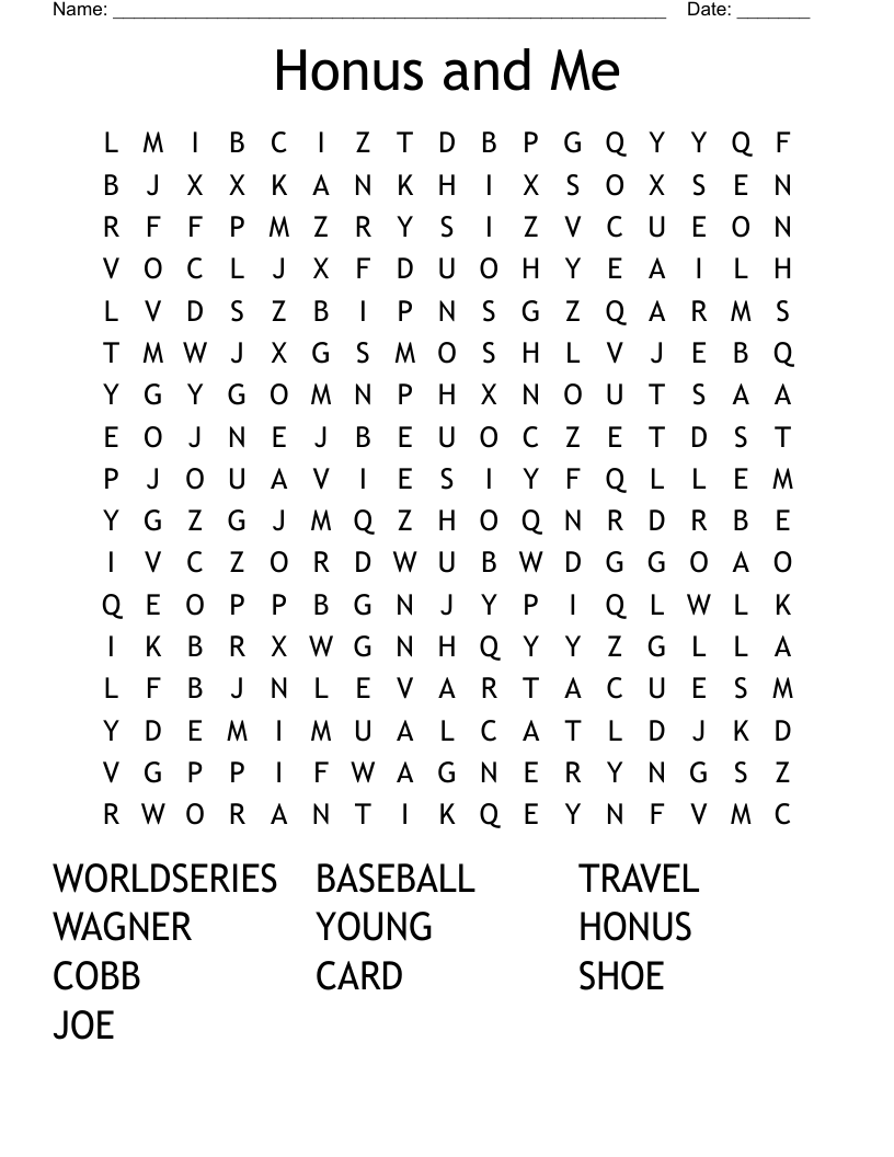 Honus and Me Word Search