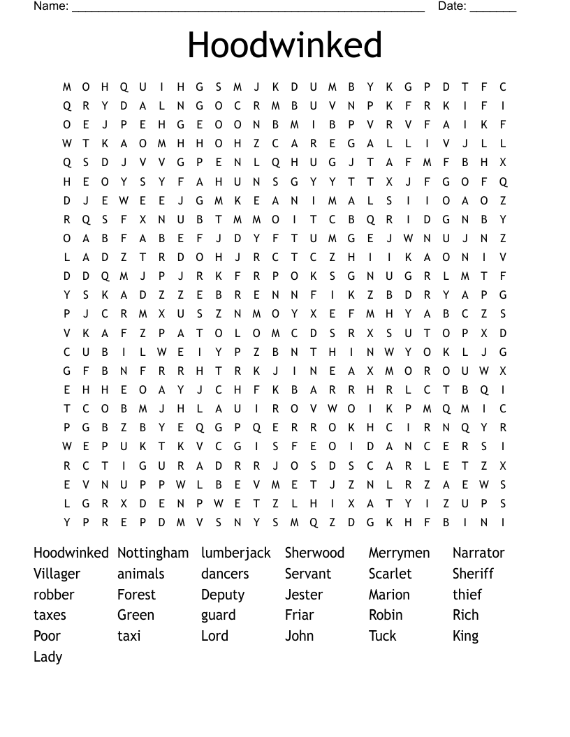 Hoodwinked Word Search