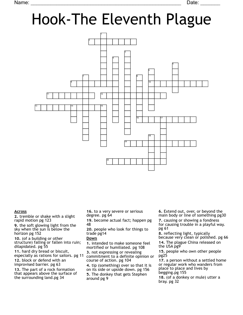 Hook-The Eleventh Plague Crossword