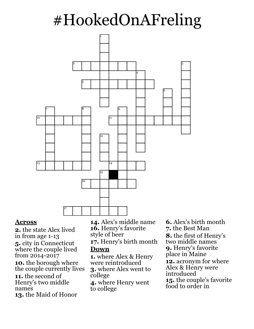 #HookedOnAFreling Crossword