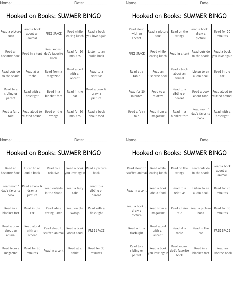 Hooked on Books:  SUMMER BINGO