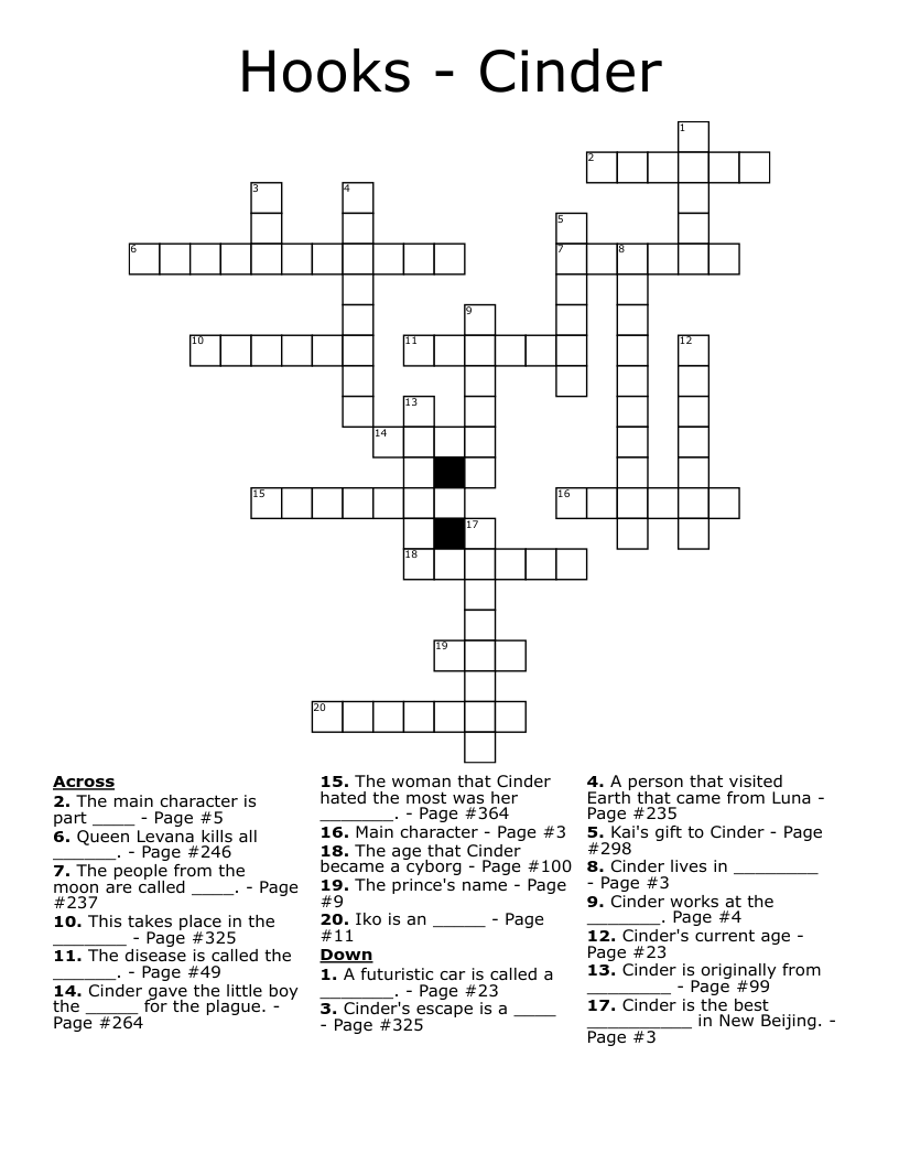 Hooks - Cinder Crossword