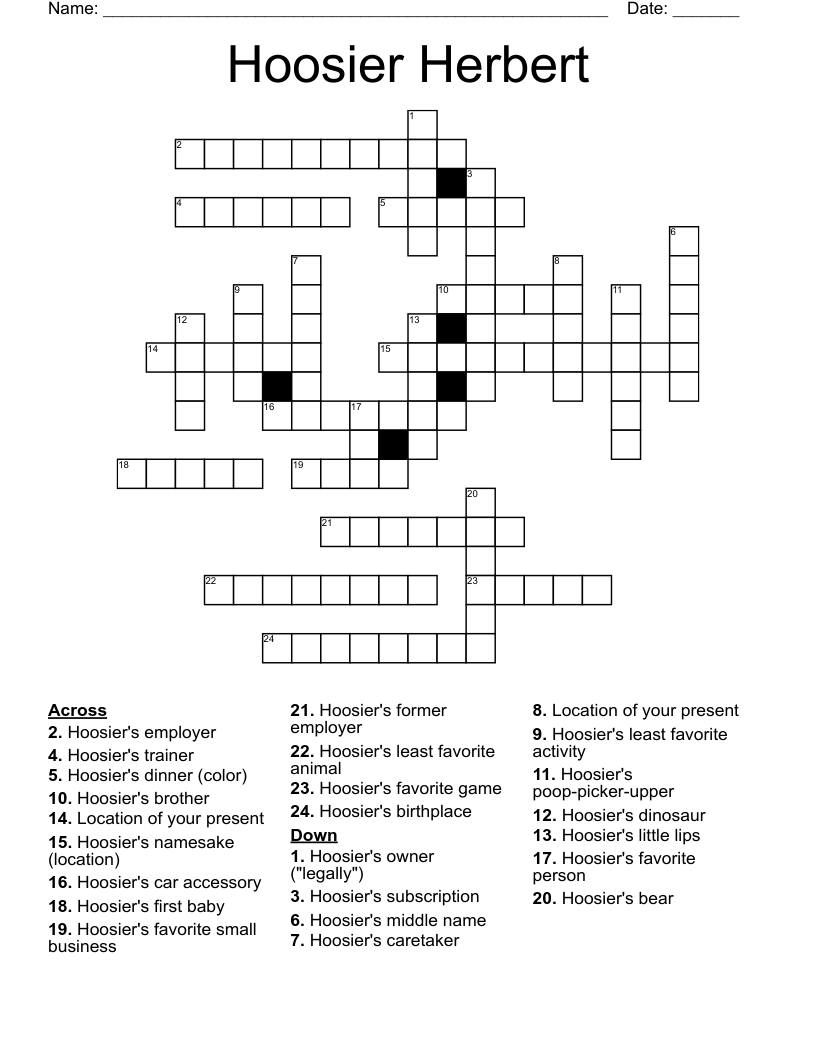 Hoosier Herbert Crossword