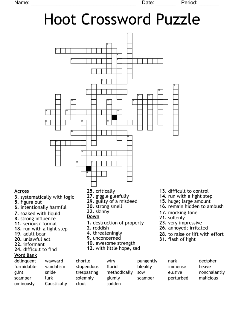 Hoot Crossword Puzzle