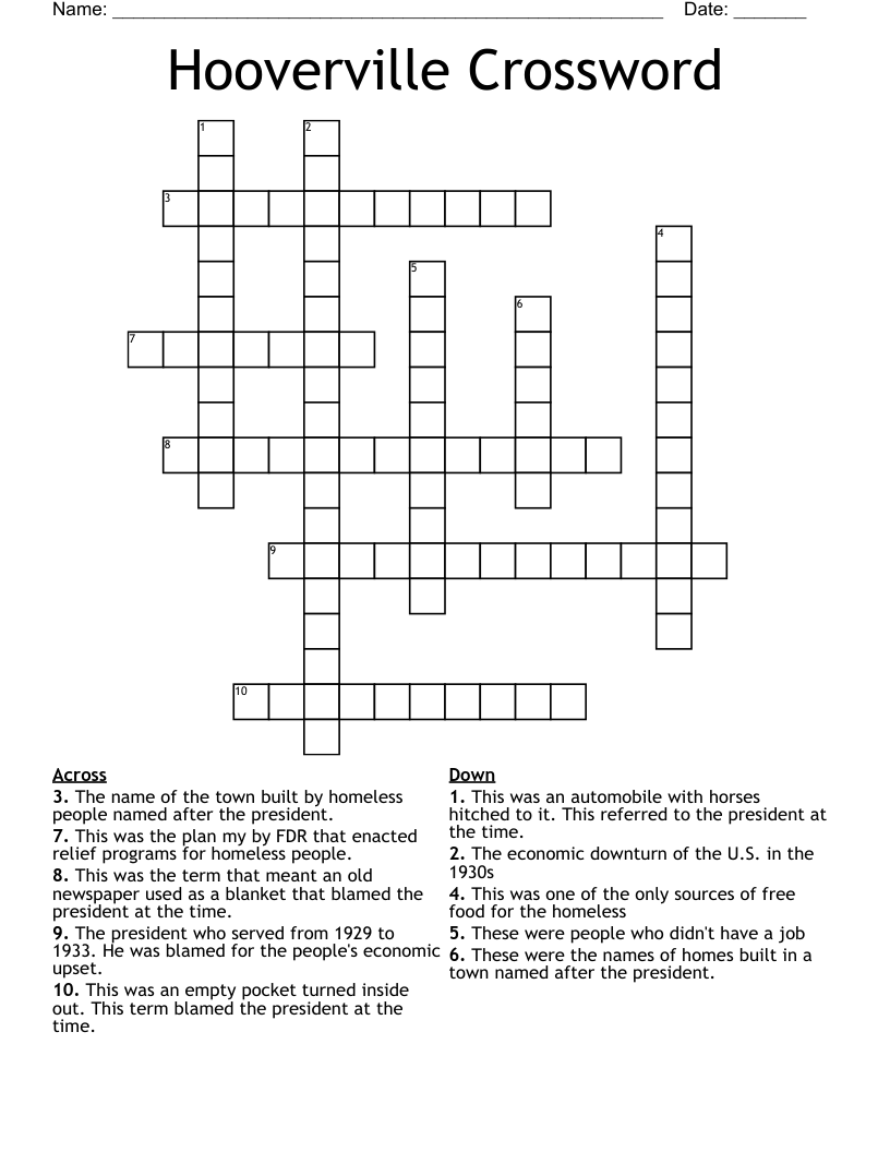 Hooverville Crossword