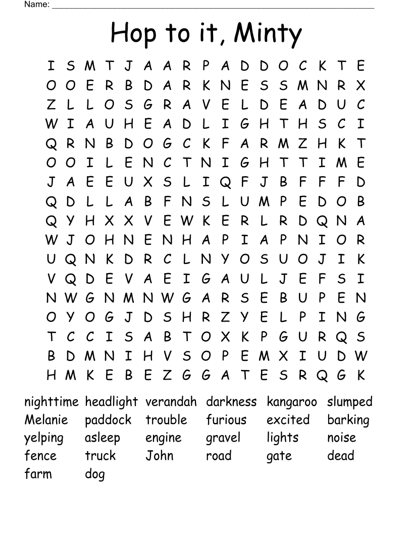 Hop to it, Minty Word Search