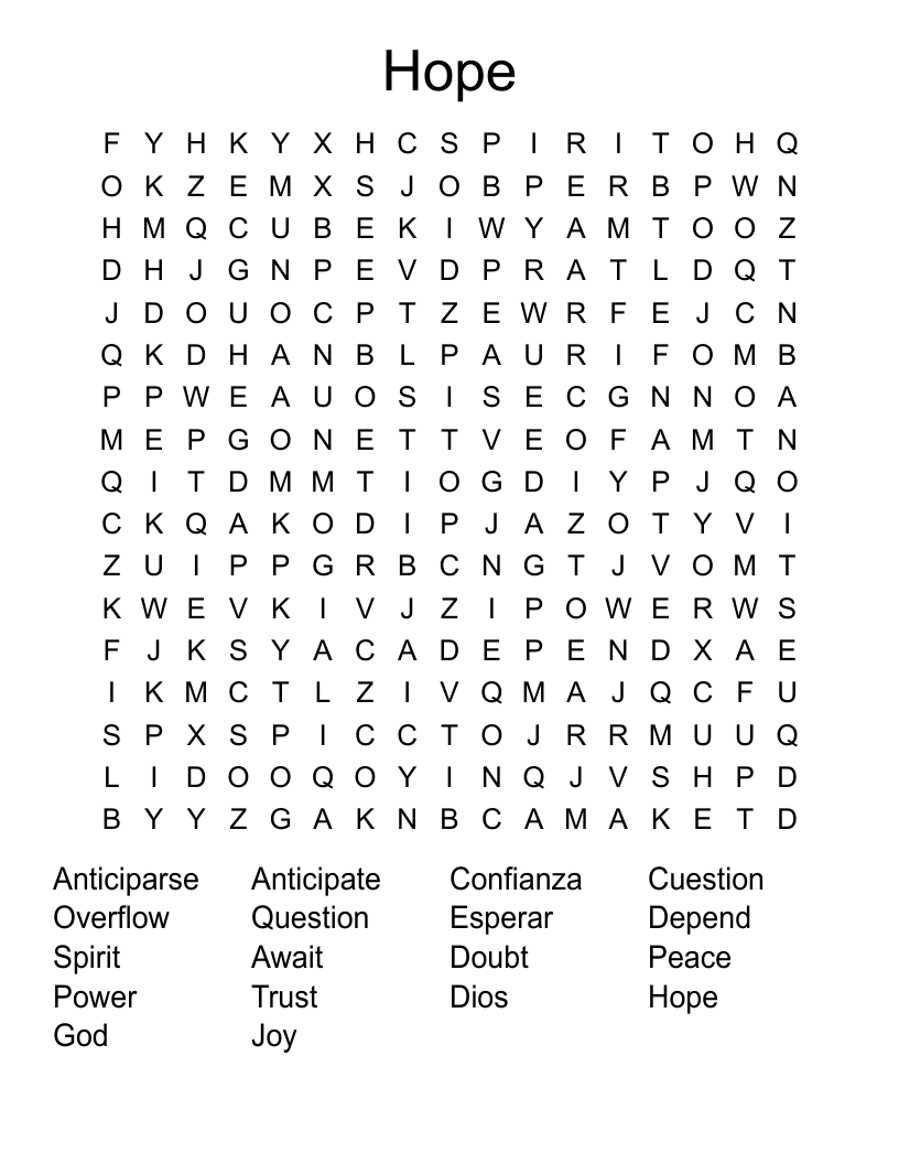 Hope Word Search