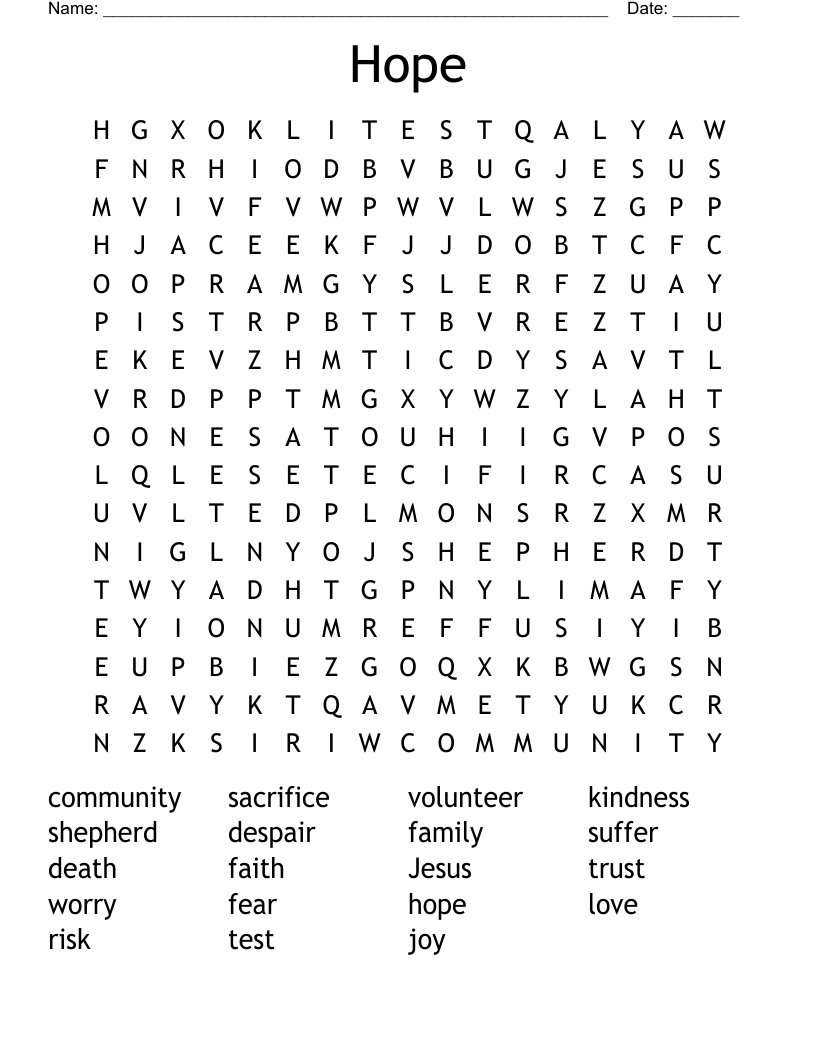 Hope Word Search