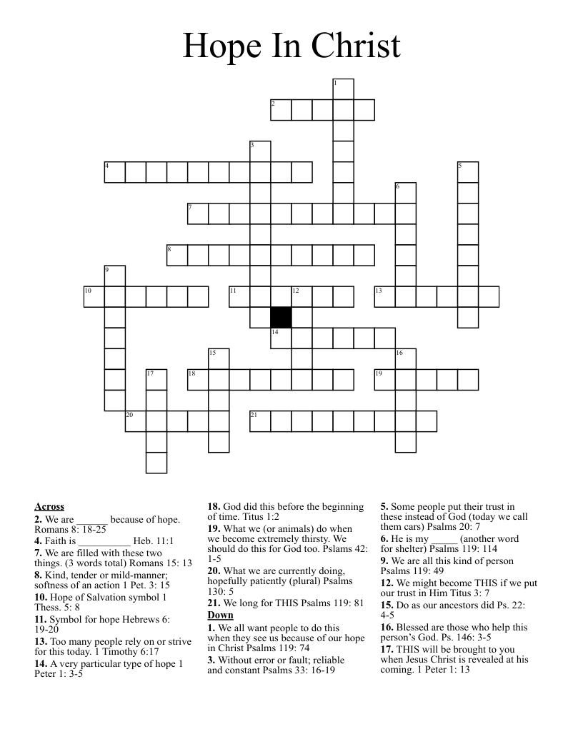 Hope In Christ Crossword