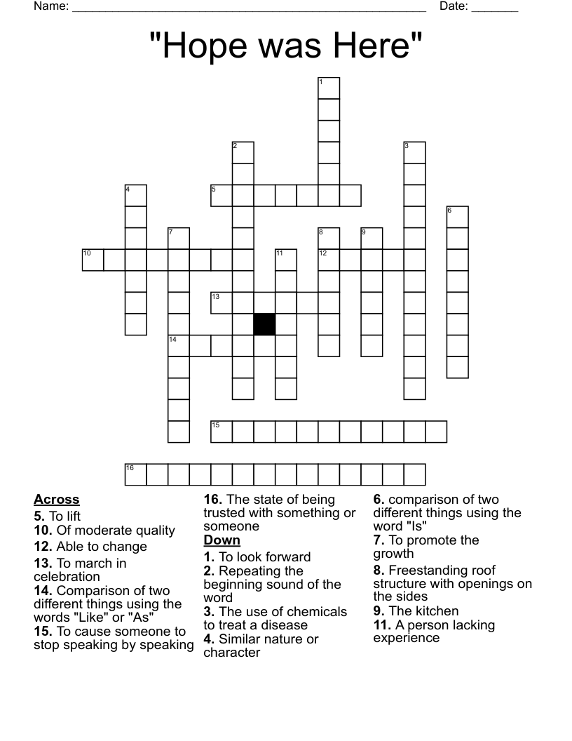 "Hope was Here" Crossword