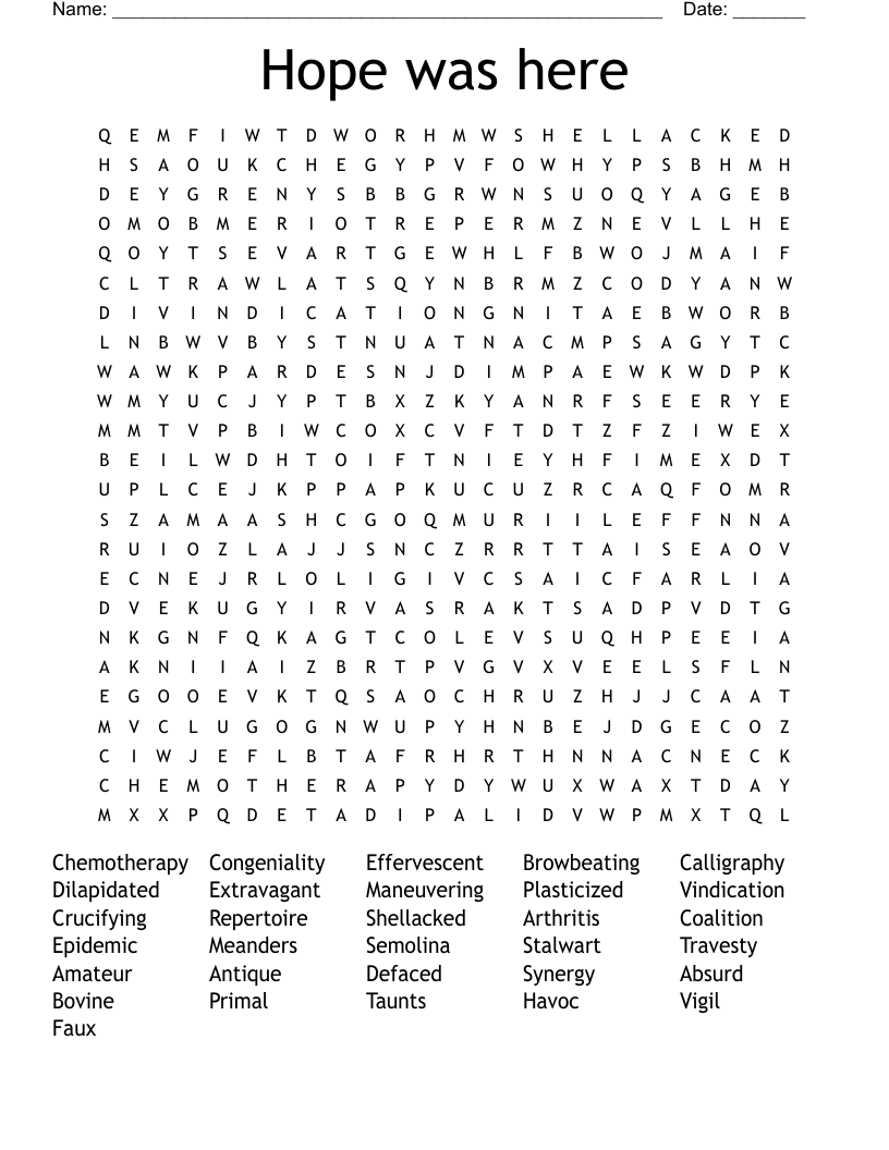 Hope was here Word Search