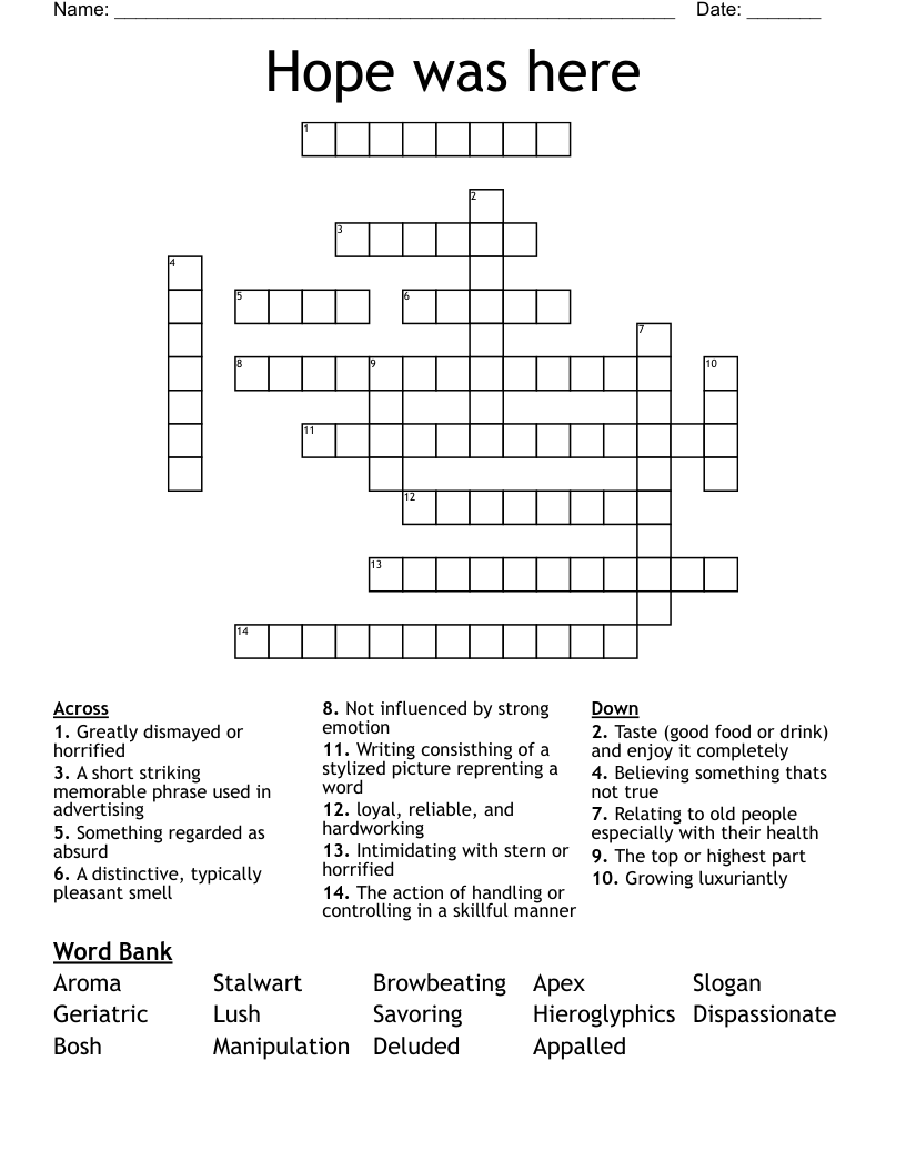 Hope was here Crossword