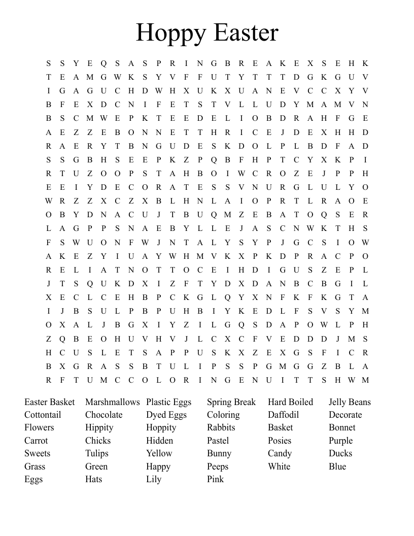 Hoppy Easter Word Search