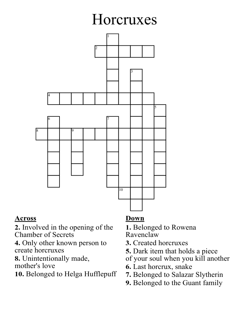 Horcruxes  Crossword