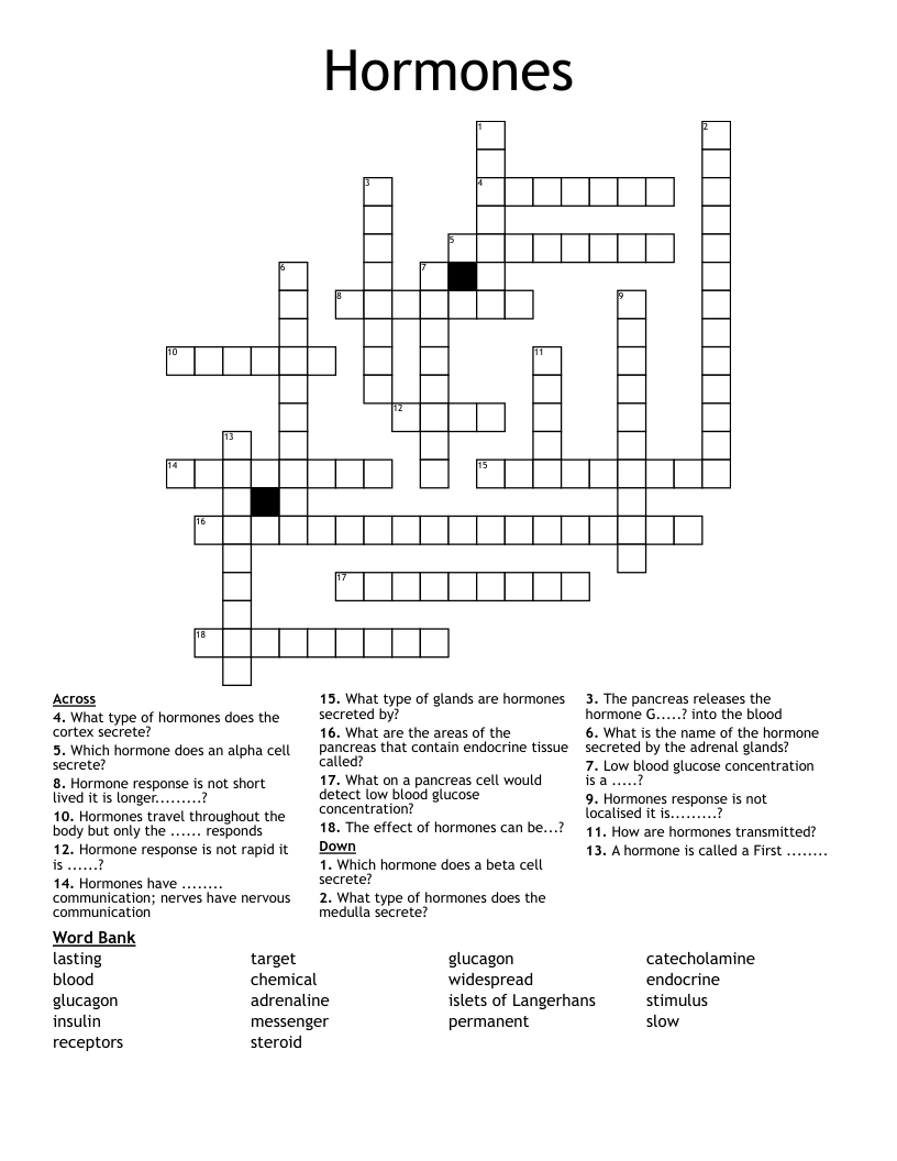 Hormones Crossword