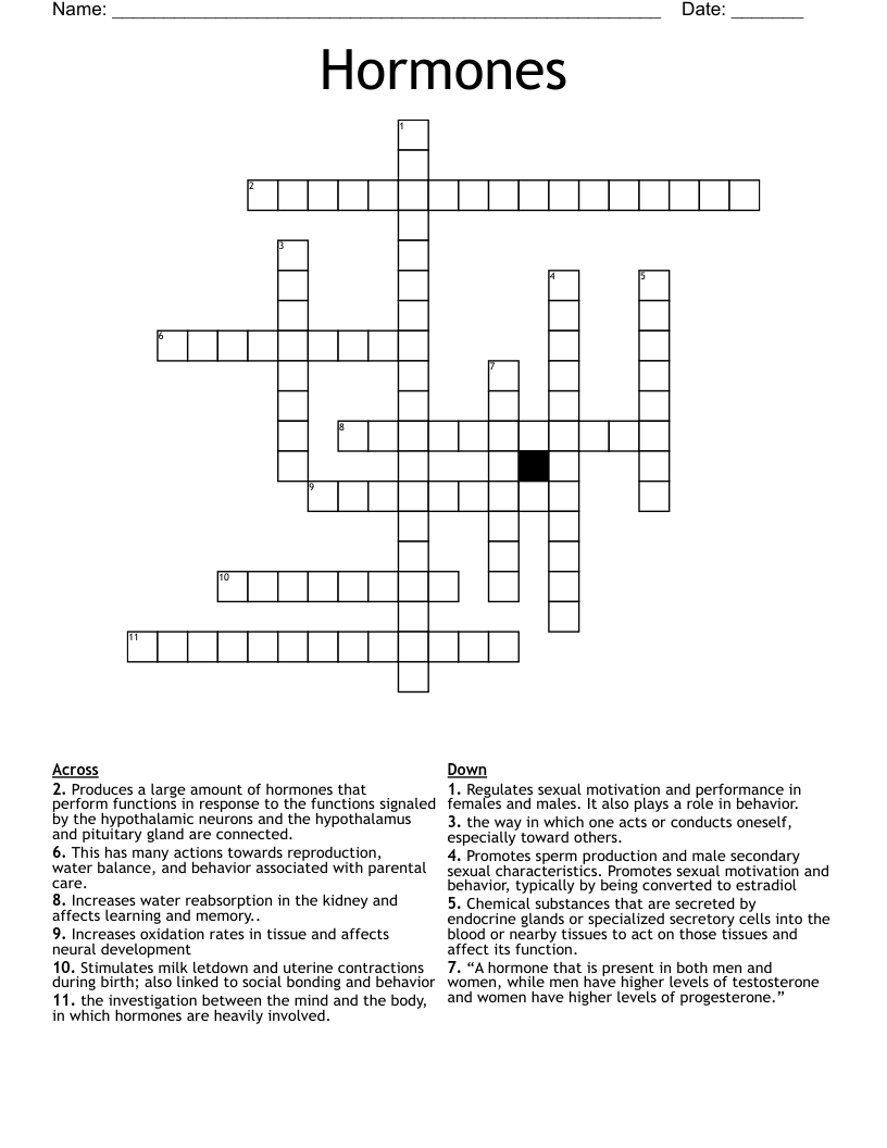 Hormones Crossword