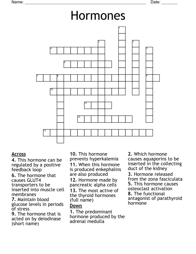 Hormones Crossword