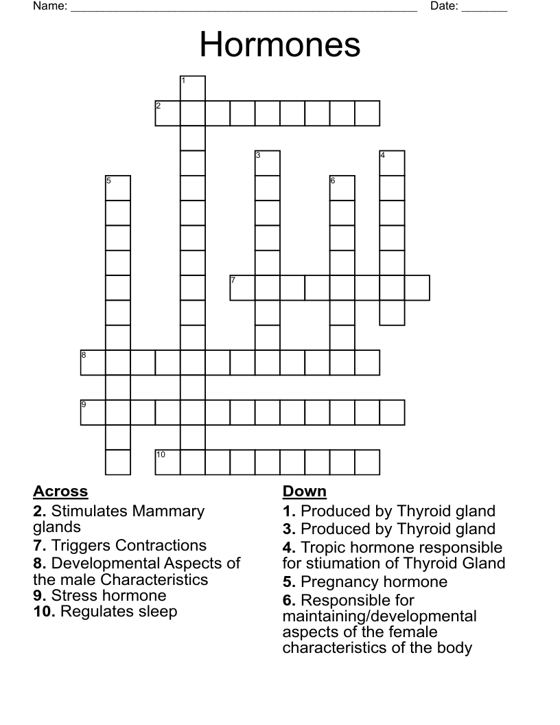 Hormones Crossword