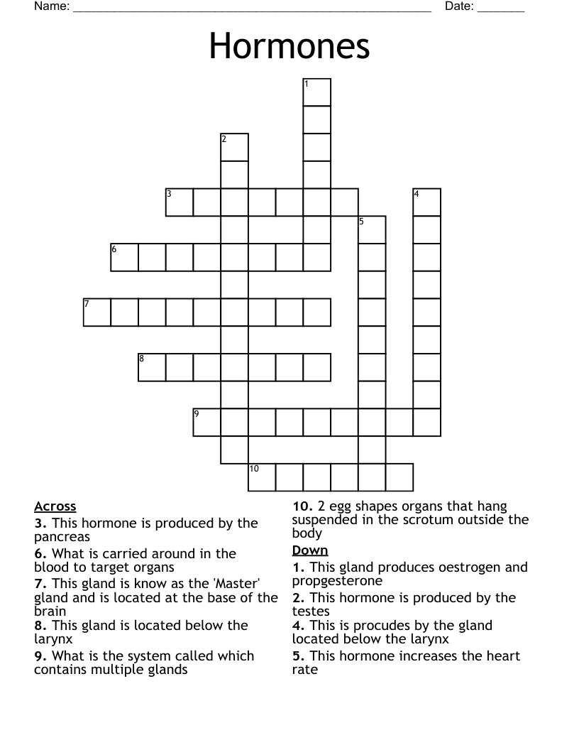 Hormones  Crossword