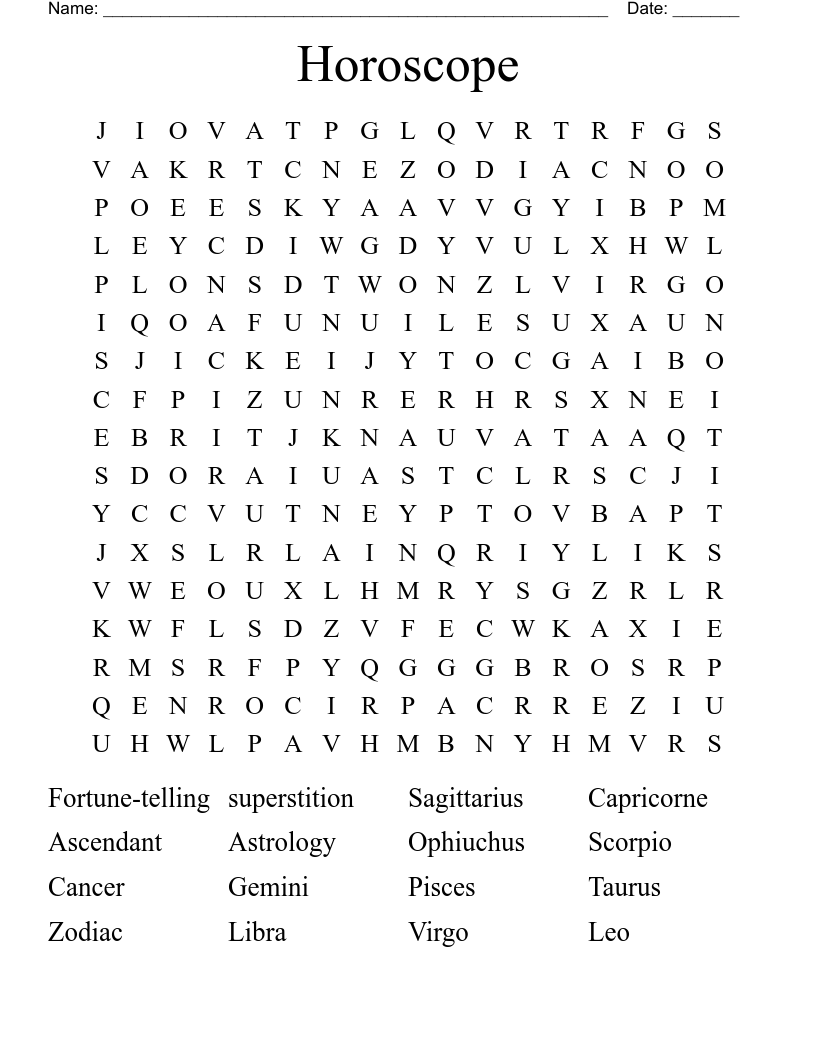 Horoscope Word Search