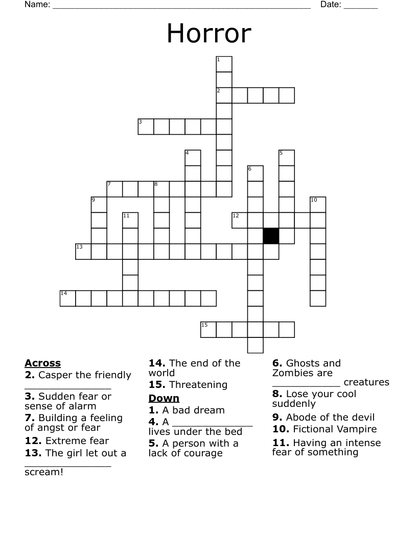 Horror Crossword