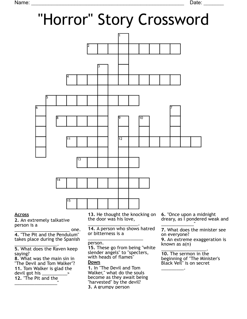 "Horror" Story Crossword