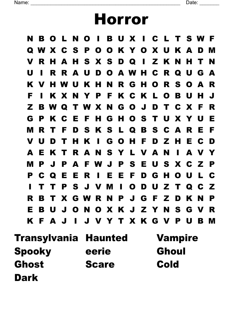 Horror  Word Search
