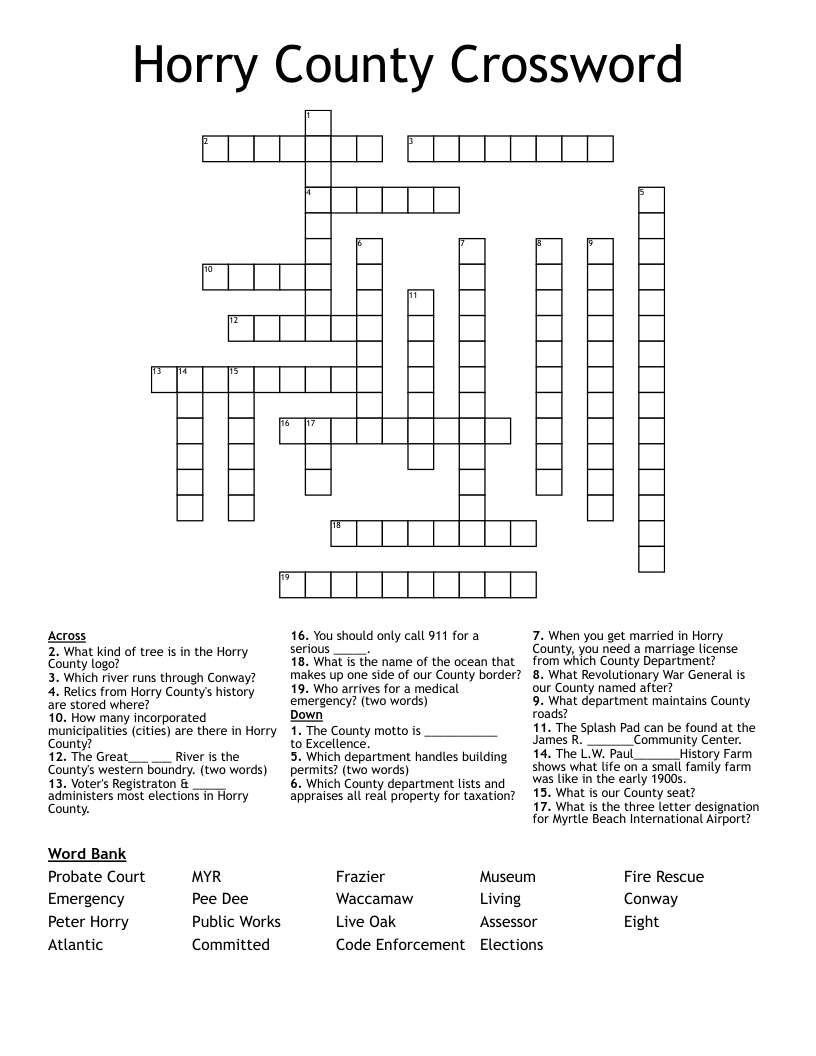 Horry County Crossword