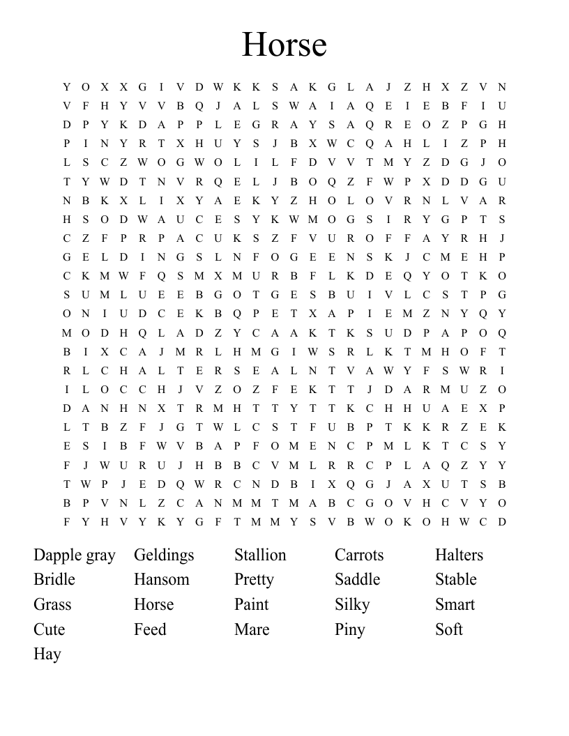Horse Word Search