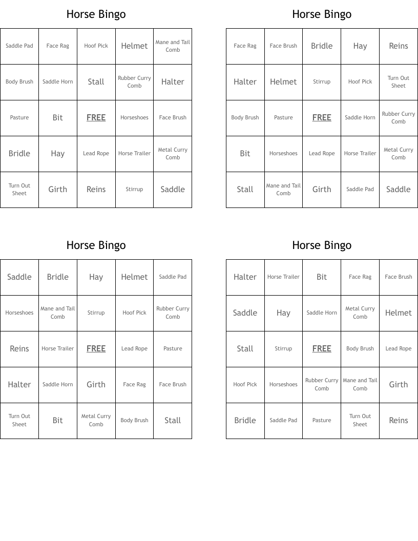 Horse Bingo