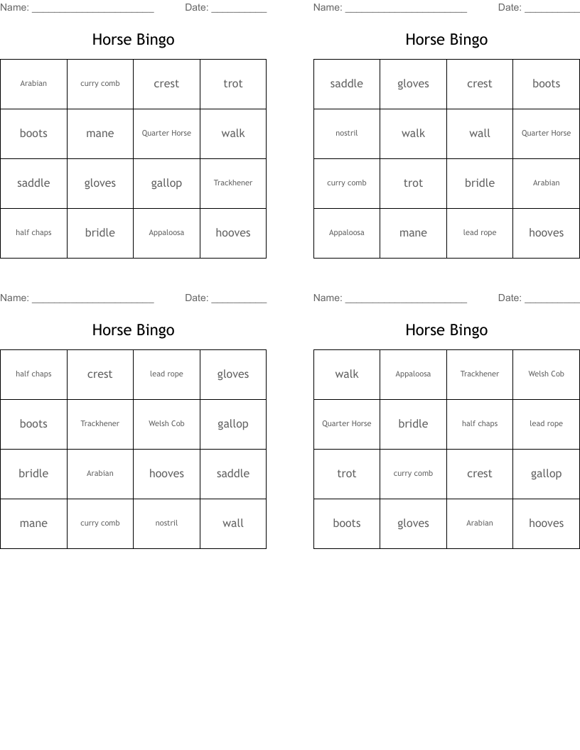 Horse Bingo