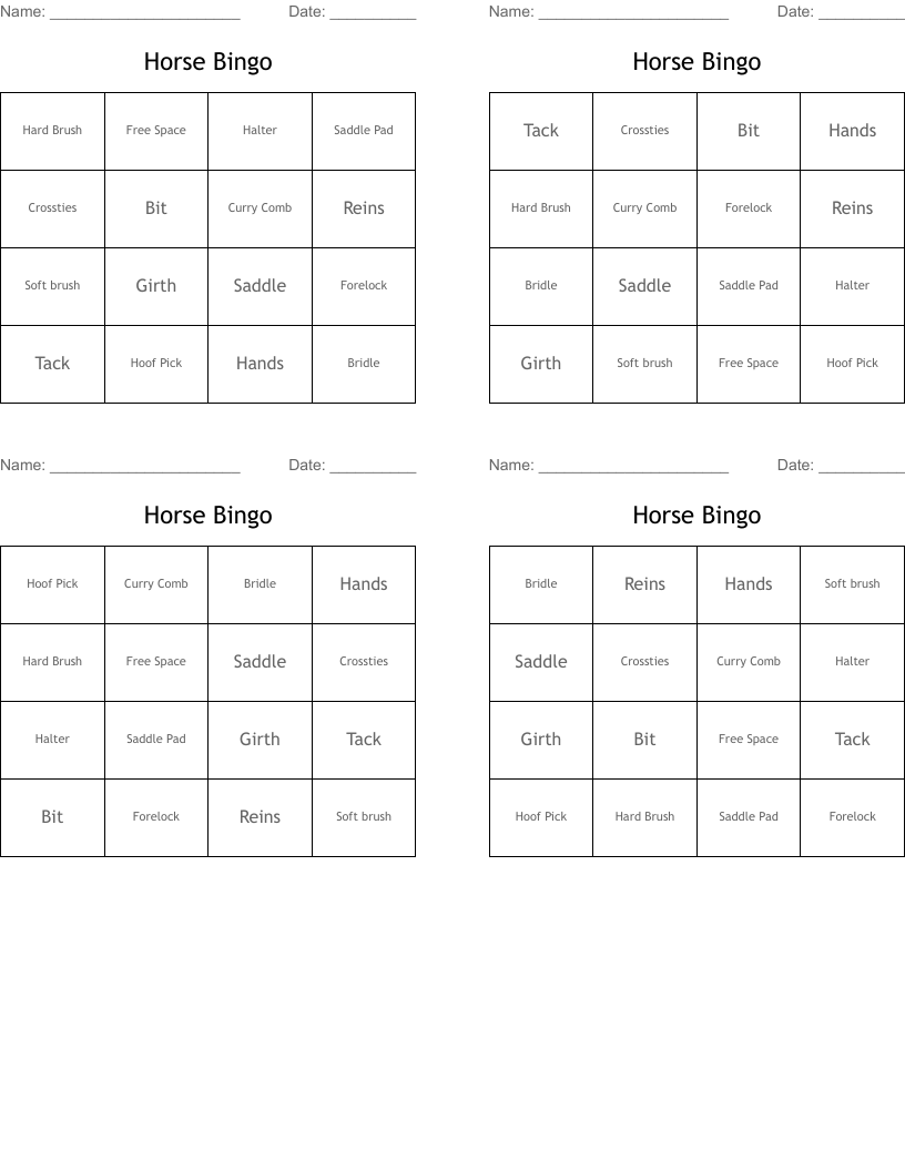 Horse Bingo