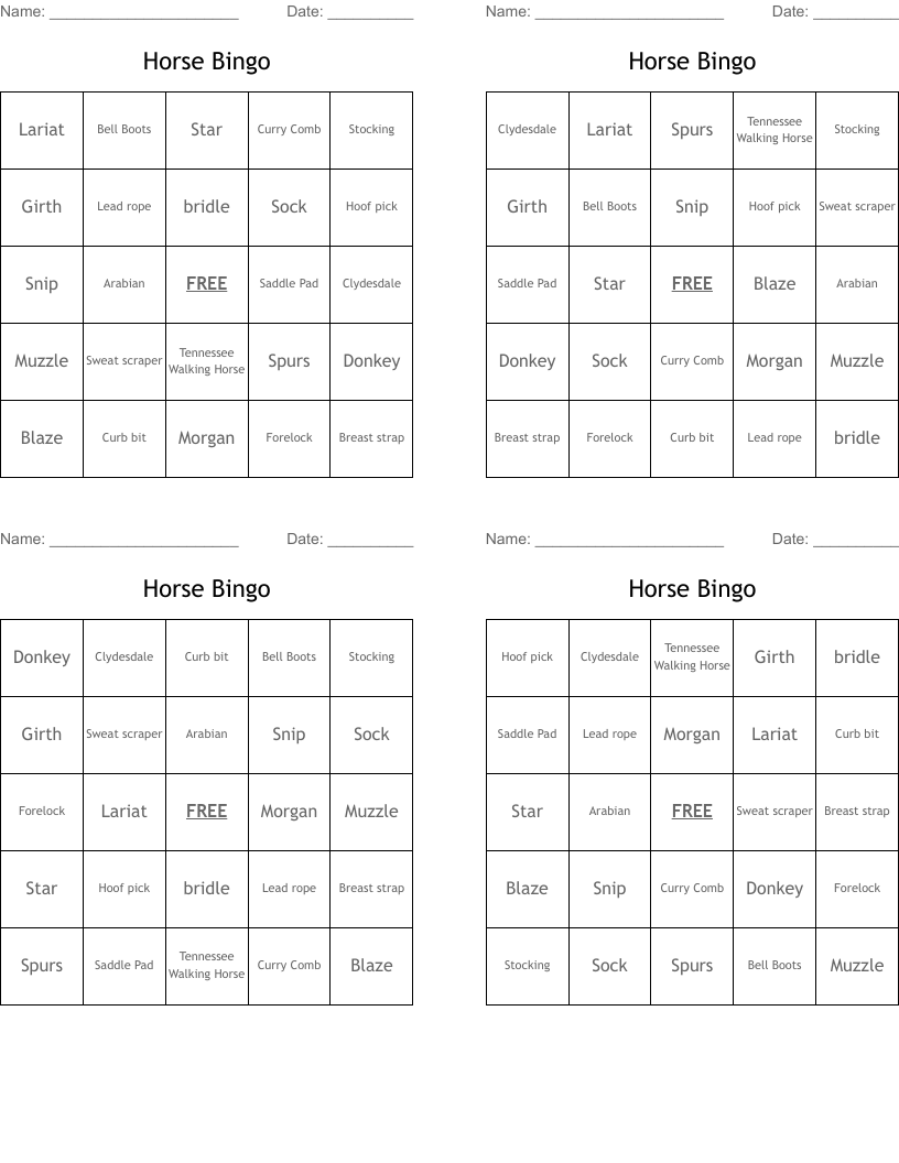 Horse Bingo
