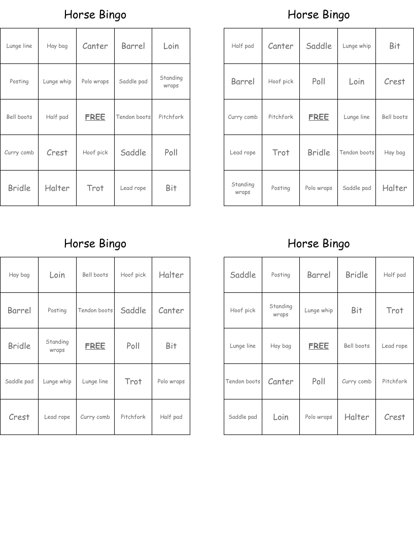 Horse Bingo