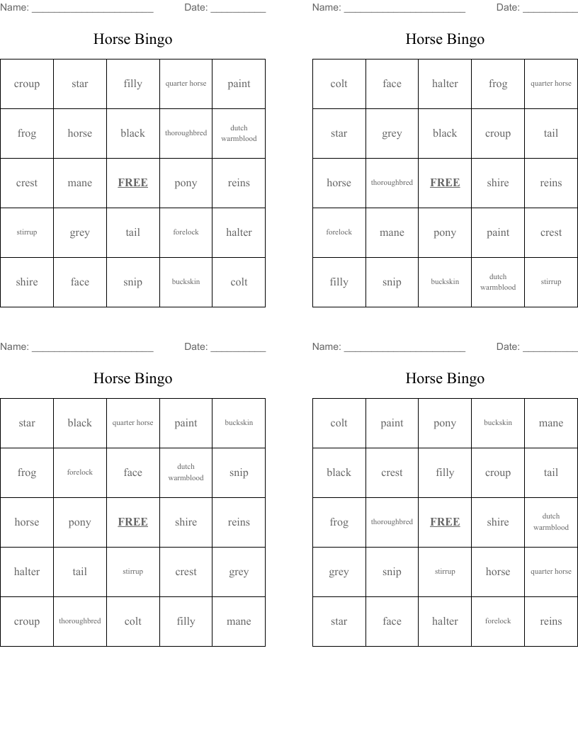 Horse Bingo
