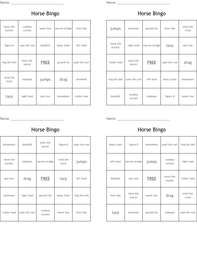 Horse Bingo