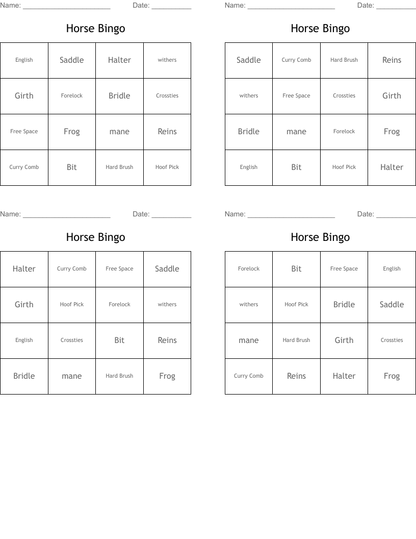 Horse Bingo 