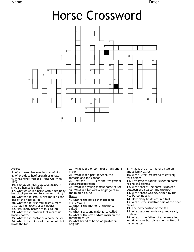 Horse Crossword