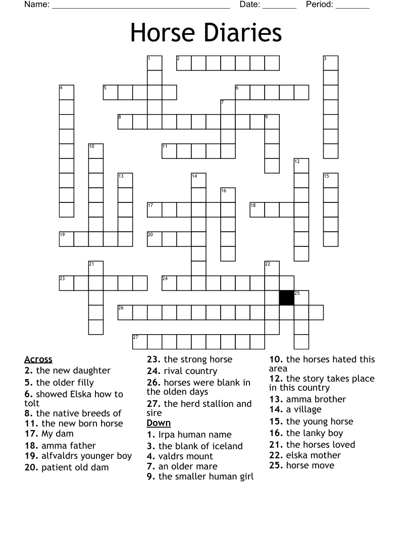 Horse Diaries Crossword