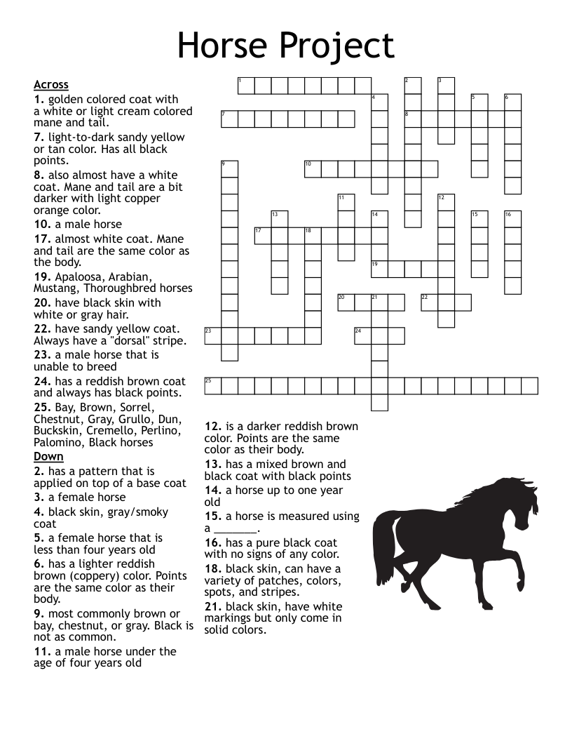 Horse Project Crossword