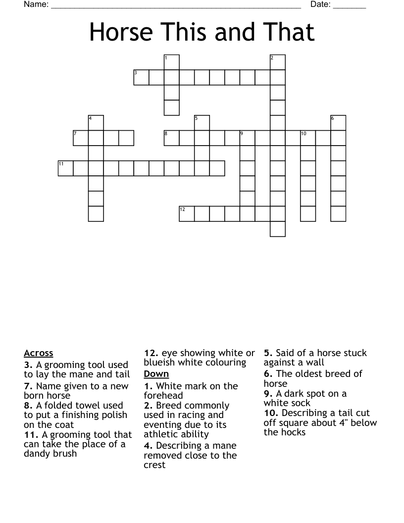 Horse This and That Crossword