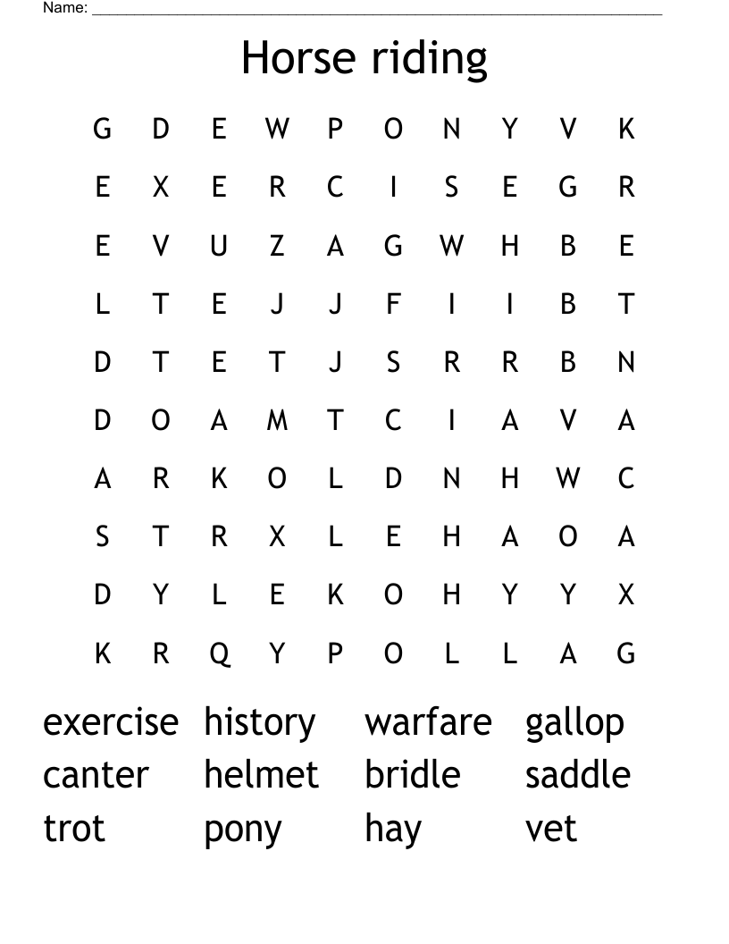 Horse riding Word Search