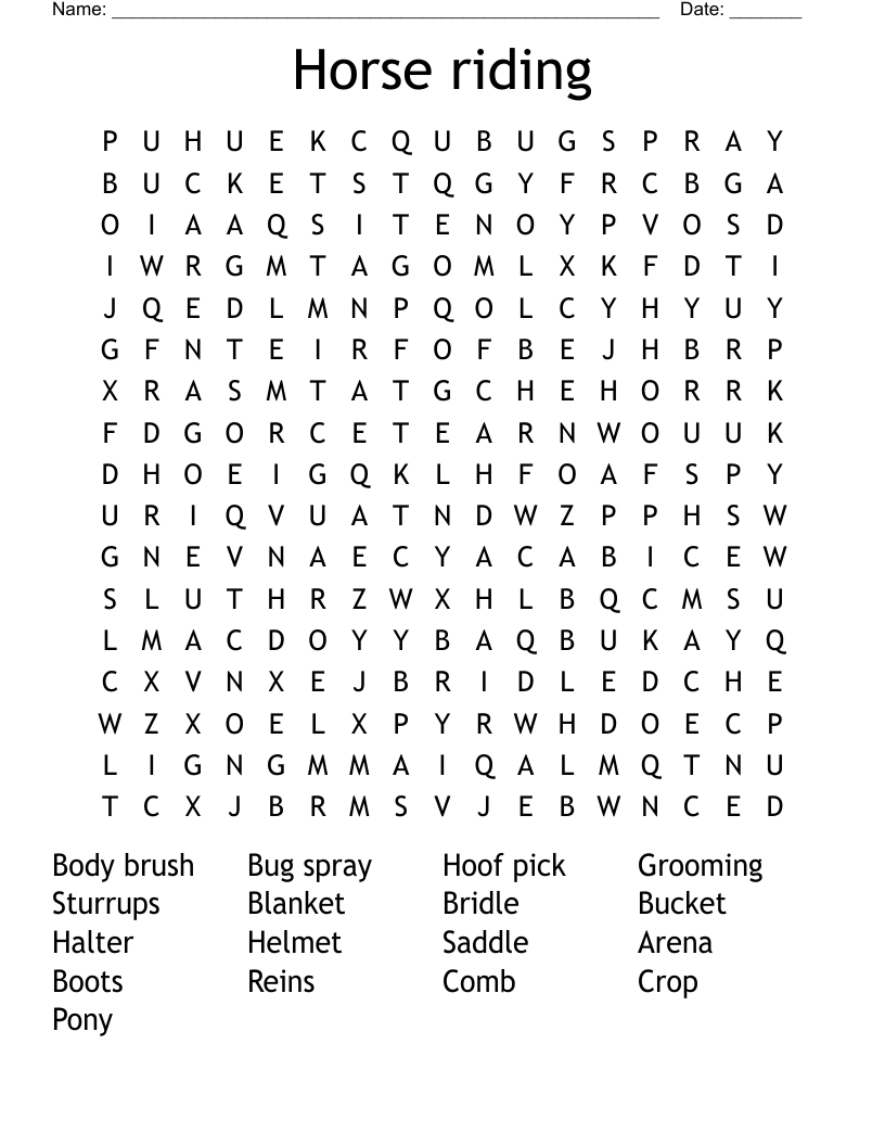Horse riding Word Search