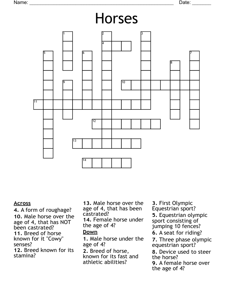 Horses Crossword