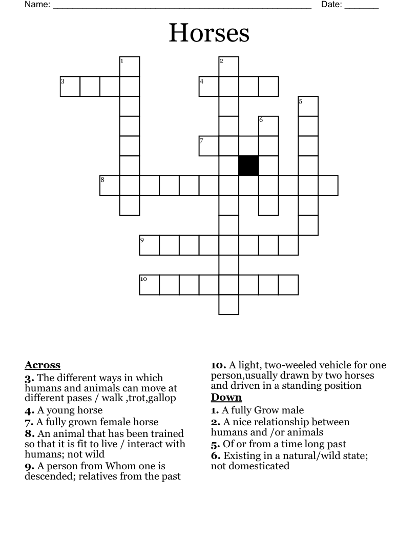 Horses Crossword