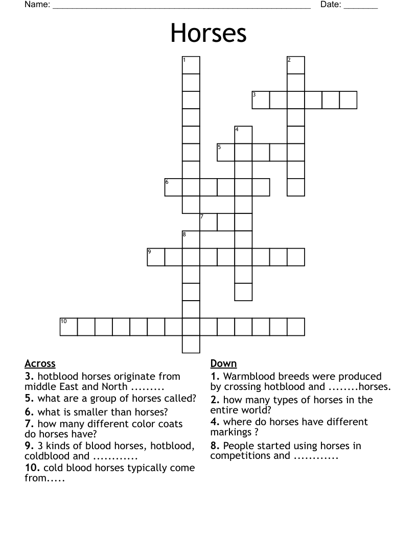 Horses Crossword