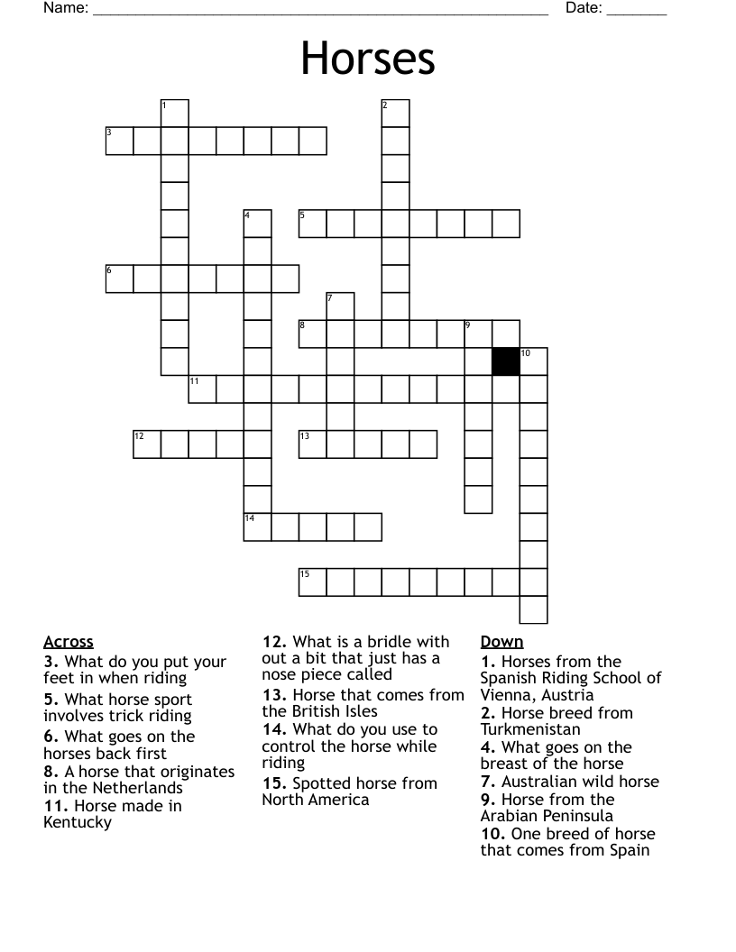 Horses Crossword