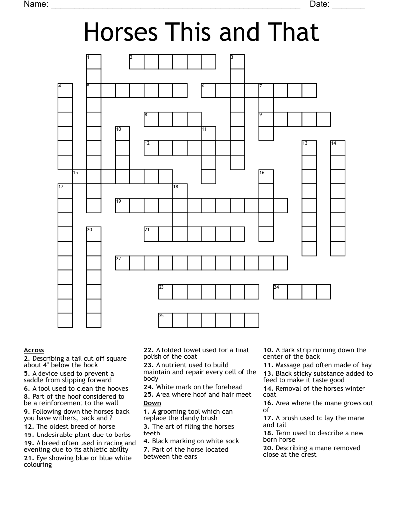 Horses This and That Crossword