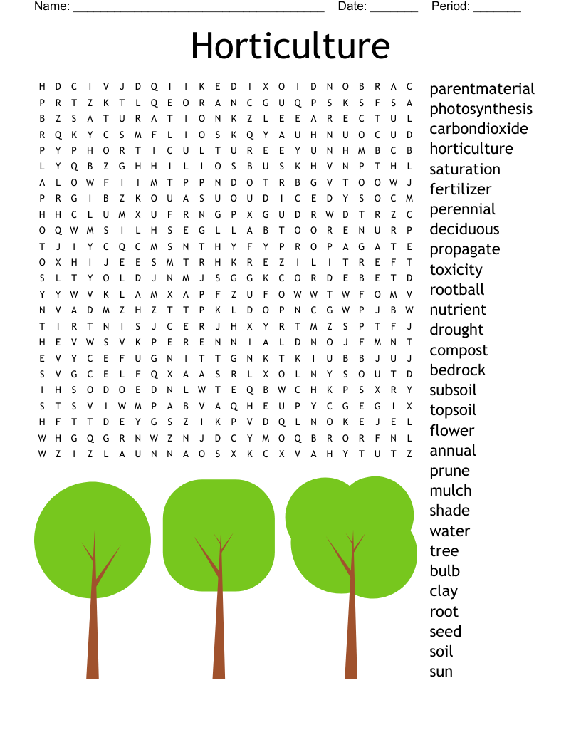 Horticulture Word Search