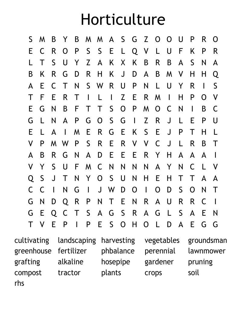 Horticulture Word Search